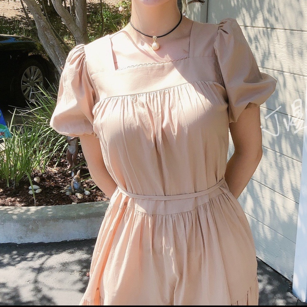 Puff Sleeve Summer Maxi Dress Korean